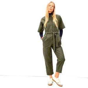 Everlane The Fatigue Short-Sleeve Jumpsuit - Kalamata Olive